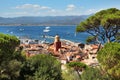 View of Saint Tropez cityscape and harbor from the Citadelle