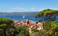 View of Saint Tropez France cityscape and harbor from the Citadelle