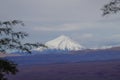 Sairecabur volcano covered by clouds, Atacama Desert, Chile