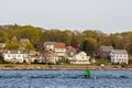 The view of Sakonnet River and a small residential neighborhood