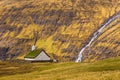 View of the Saksunar Church in small village on Streymoy island. Saksun, Faroe Islands