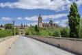View Salamanca Old and New Cathedrals from roman bridge Salamanca
