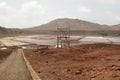 View of the salinas and mount Cagarral. Pedra de Lume. Sal island. Cape Verde