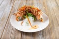 salmon sushi roll crispy onion nest