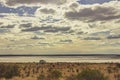 The view of salt lake in Australian dessert at Mount Connor Lookout on Lesseter Highway in Northern Territory, Australia.