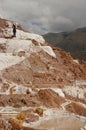 View of salt mines or ponds in Maras, Peru. They are known as Salineras in Spanish. High quality photo