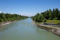 View of the Salzach River. A lovely summer day. Puch Urstein Royalty Free Stock Photo
