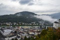 View of the Salzach river and the old city in center of Salzburg, Austria, from the walls of the fortress Royalty Free Stock Photo