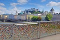 View of Salzburg and the Old Town from the Makartsteg bridge, Ausrtia Royalty Free Stock Photo