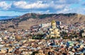 View of Sameba cathedral in Tbilisi Royalty Free Stock Photo