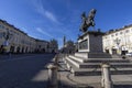 View of San Carlo square with Emanuele Filiberto of Savoy\'s monument in Torino (Turin), Italy