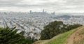 View of San Francisco Downtown from Bernal Heights Park.