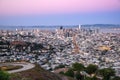 View of San Francisco Downtown under pink sky at dusk Royalty Free Stock Photo