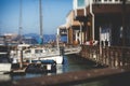 View of San Francisco historic Fisherman`s wharf, California, USA, summer sunny day