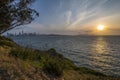 San Francisco skyline and Alcatraz from Berkeley at sunset, San Francisco Royalty Free Stock Photo