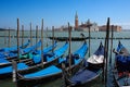 View on San Giorgio island with gondolas, Venice