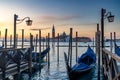 View of San Giorgio Maggiore Island with gondolas from San Marco Royalty Free Stock Photo