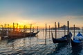 View of San Giorgio Maggiore Island with gondolas from San Marco Royalty Free Stock Photo