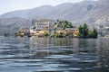 View of San Giulio island on Lake Orta in Italy Royalty Free Stock Photo