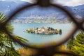 View of San Giulio island at Lake Orta, Piedmont, Italy Royalty Free Stock Photo