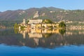 Romantic view of San Giulio island at Lake Orta, Piedmont, Italy Royalty Free Stock Photo