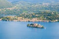 Romantic view of San Giulio island at Lake Orta, Piedmont, Italy Royalty Free Stock Photo