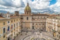 View of San Giuseppe dei Teatini church with Pretoria fountain from roof of Santa Caterina church in Palermo. Royalty Free Stock Photo