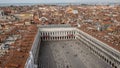 View from San Marco campanilla to San Marco square in Venice