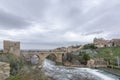 View of the San MartÃÂ­n Bridge over the Tagus River in Toledo Royalty Free Stock Photo