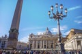 View of San Peter`s Square and St. Peter`s Basillica. Rome, Ital Royalty Free Stock Photo