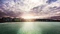 Concha Bay, Ondarreta Beach in the distance in San Sebastian, Spain Royalty Free Stock Photo