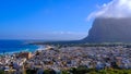 View of San Vito Lo Capo, Sicily, Italy. Town with sea and Monte Monaco Royalty Free Stock Photo