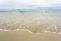 view of sand beach in Perros-Guirec town Royalty Free Stock Photo