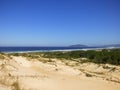 A view of sand dunes and Mocambique beach in Florianopolis, Brazil