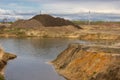 View of sand pit filled with water Royalty Free Stock Photo