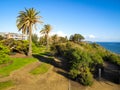 View of Sandringham Beach Park with trees and footpath Royalty Free Stock Photo