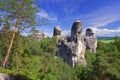 View of sandstone rockies and wood in cesky raj, bohemia Royalty Free Stock Photo