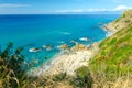 View on sandy beach in Capo Vaticano in Calabria, Italy