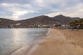 View of the sandy beach, Chora, Ios, Greece