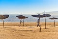 View of the sandy beach, Essaouira, Morocco. Copy space for text Royalty Free Stock Photo