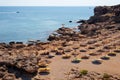 View of sandy beach in Greece Rhodes