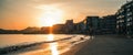 Amazing view of the sandy beach of the sea coast Royalty Free Stock Photo