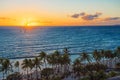 View of the sandy beach at sunset, Honolulu, Hawaii. Copy space for text Royalty Free Stock Photo