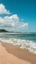 view Sandy beach with waves coming in, serene seaside scene photo Royalty Free Stock Photo