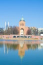 view of the sankt michael kirche in berlin which is facing huge pond....IMAGE Royalty Free Stock Photo