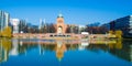 view of the sankt michael kirche in berlin which is facing huge pond....IMAGE Royalty Free Stock Photo