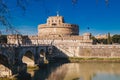 View of Sant Angelo Castle and Sant Angelo Bridge over Tiber Riv Royalty Free Stock Photo