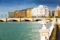 View of Sant Sebastian with Santa Catalina bridge Royalty Free Stock Photo