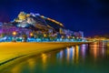 view of santa barbara castle situated on top of the mount Benacantil next to the costa blanca in alicante, spain...IMAGE