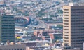 View of Santa Fe International Bridge with traffic waiting to enter US Royalty Free Stock Photo